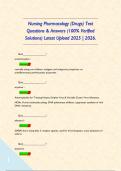 Nursing Pharmacology &lpar;Drugs&rpar; Test Questions & Answers &lpar;100&percnt; Verified Solutions&rpar; Latest Upload 2025 &vert; 2026&period;        