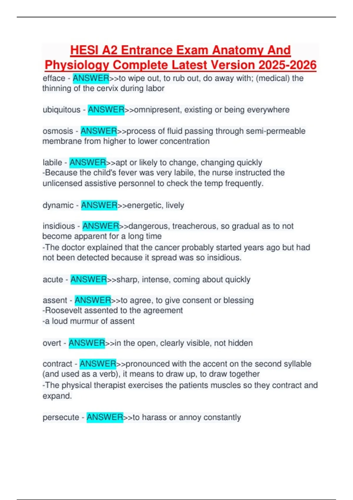 HESI_A2_Entrance_Exam_Anatomy_And_Physiology_Complete_Latest_Version ...