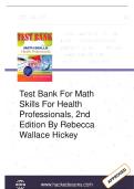 Saunders Math Skills for Health Professionals 2nd Edition Hickey &vert; Complete Test Bank