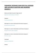 PARAMEDIC ENTRANCE EXAM 2025 FALL SESSSION  100&percnt; ACCURATE QUESTION AND ANSWERES  GRADED A