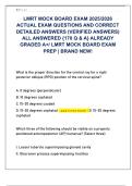 LMRT MOCK BOARD EXAM 2025&sol;2026  ACTUAL EXAM QUESTIONS AND CORRECT  DETAILED ANSWERS &lpar;VERIFIED ANSWERS&rpar;  ALL ANSWERED &lbrace;170 Q & A&rcub; ALREADY  GRADED A&plus;&sol; LMRT MOCK BOARD EXAM  PREP &vert; BRAND NEW&excl; 