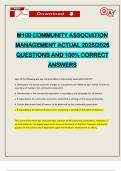 M100 COMMUNITY ASSOCIATION MANAGEMENT ACTUAL 2025&sol;2026 QUESTIONS AND 100&percnt; CORRECT ANSWERS
