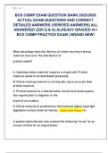 BCS CISMP EXAM QUESTION BANK 2025&sol;2026  ACTUAL EXAM QUESTIONS AND CORRECT  DETAILED ANSWERS &lpar;VERIFIED ANSWERS&rpar; ALL  ANSWERED &lbrace;220 Q & A&rcub; ALREADY GRADED A&plus;&sol;  BCS CISMP PRACTICE EXAM &vert; BRAND NEW&excl; 