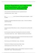 Aviation Regulations and Legal Issues Final Examination with Complete Verified Answers 20252026 Set&period;