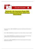 Kentucky Life Insurance Exam With Perfect Solutions&lpar;Verified&rpar; 2025 Pass Gauranteed