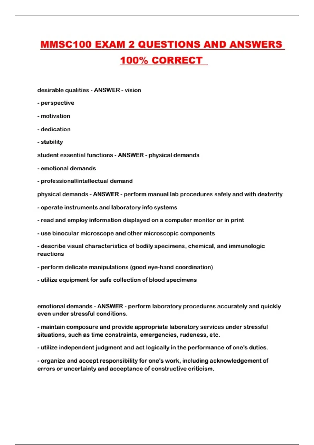 Mscc Questions MMSC100 EXAM 2 QUESTIONS AND ANSWERS 100% CORRECT - MMSC100 - Stuvia US