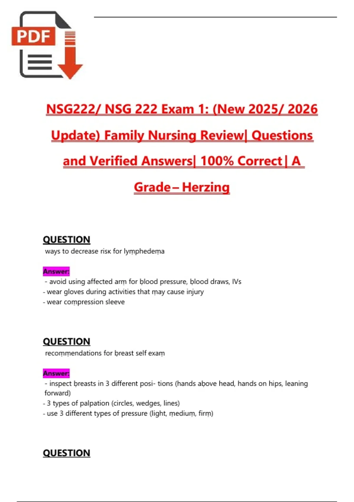 NSG 222 Exam 1 – Family Nursing Review | Questions and Verified Answers ...