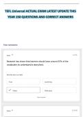 TEFL Universal ACTUAL EXAM LATEST UPDATE THIS YEAR 150 QUESTIONS AND CORRECT ANSWERS