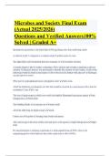 Microbes and Society Final Exam &lpar;Actual 2025&sol;2026&rpar; Questions and Verified Answers100&percnt; Solved &vert; Graded A&plus;