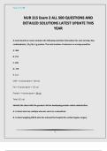 NUR 215 Exam 2 ALL 500 QUESTIONS AND DETAILED SOLUTIONS LATEST UPDATE THIS YEAR