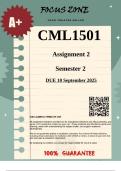 CML1501 Assignment 2 Semester 2 &vert;CLEAR COMPREHENSIVE ANSWERS&vert;- DUE 10 September 2025