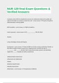 NUR 129 final Exam Questions & Verified Answers