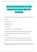 Missouri Life and Health Exam 2026 Questions and Answers 100&percnt; Pass Guaranteed
