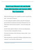 Final Exam-Missouri Life and Health Exam 2026 Questions and Answers 100&percnt; Pass Guaranteed