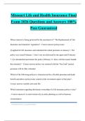 Missouri Life and Health Insurance Final Exam 2026 Questions and Answers 100&percnt; Pass Guaranteed