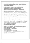 NRSG 110 - Fundamentals of Nursing Exam &num;5 Questions With Complete Solutions