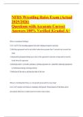 NFHS Wrestling Rules Exam &lpar;Actual 2025&sol;2026&rpar; Questions with Accurate Correct Answers 100&percnt; Verified &vert;Graded A&plus;