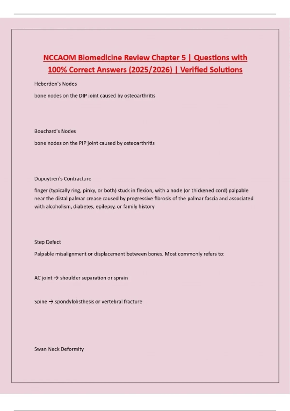 NCCAOM Biomedicine Review Chapter 5 | Questions with 100% Correct ...