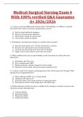 Medical Surgical Nursing Exam 4&colon; 100&percnt; Verified Q&A &lpar;2025&sol;2026&rpar; &vert; Guaranteed A&plus;
