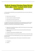 Medical-Surgical Nursing Exam Review&colon; 100&percnt; Verified Q&A &lpar;2025&sol;2026&rpar; &vert; Guaranteed A&plus;