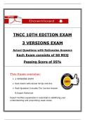 TNCC 10th Edition Exam &ndash; 3 Versions &vert; 150 Actual MCQs with Rationales & Answers &vert;&lpar;2026 &sol; 2027&rpar;  Nursing Practice Test