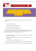 Medical-Surgical Nursing Exam Q&A 2025&sol;2026 &vert; 100&percnt; Verified Practice Test