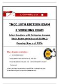 TNCC 10th Edition Exam &ndash; 3 Versions &vert; 150 Actual MCQs with Rationales & Answers &vert;&lpar;2026 &sol; 2027&rpar;  Nursing Practice Test