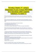 Nursing Chapter 37 urinary Elimination Exam &lpar;Actual 2025&sol;2026&rpar; Test Questions with Complete Solutions &vert; Graded A&plus;