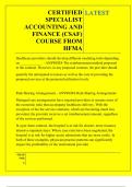 CERTIFIED SPECIALIST ACCOUNTING AND FINANCE &lpar;CSAF&rpar; COURSE FROM HFMA  QUESTIONS AND ANSWERS 2025 