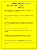 PREVENTIVE DENTISTRY FINAL EXAM QUESTIONS AND ANSWERS 2025