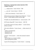 Final Exam - Nursing Interventions Questions With Complete Solutions