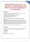 2025 HESI RN Exit Exam &lpar;V1&ndash;V3 Updated&rpar; &ndash; Verified Questions with 100&percnt; Correct Answers and Expert-Level Rationales
