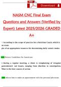 NASM CNC Final Exam  Questions and Answers &lpar;Verified by  Expert&rpar; Latest 2025&sol;2026 GRADED  A&plus; 