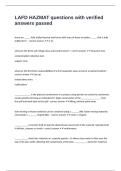 LAFD HAZMAT questions with verified answers passed-