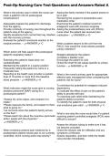 Post-Op Nursing Care Test Questions and Answers Rated A