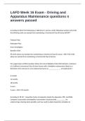 LAFD Week 16 Exam - Driving and Apparatus Maintenance questions n answers passed