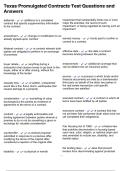 Texas Promulgated Contracts Test Questions and Answers
