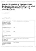 Defensive Driving Course&colon; Final Exam EXAM Questions and Answers &lpar;Verified Answers&rpar; &lpar;Latest Update 2025&rpar; UPDATE&excl;&excl; Defensive Driving Course&colon; Final Exam