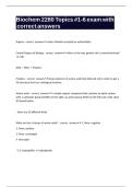 Biochem 2280 Topics -1-6 exam with correct answers