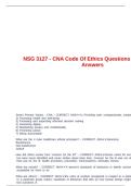 NSG 3127 - CNA Code Of Ethics Questions And Correct Answers