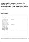 American Board of Surgical Assistants TEST REVIEW Ortho EXAM Questions and Answers &lpar;Verified Answers&rpar; &lpar;Latest Update 2025&rpar; UPDATE&excl;&excl;
