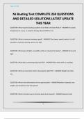 NJ Boating Test COMPLETE 250 QUESTIONS AND DETAILED SOLUTIONS LATEST UPDATE THIS YEAR