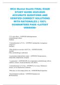 WCU Mental Health FINAL EXAM STUDY GUIDE 2025&sol;2026 ACCURATE QUESTIONS AND VERIFIED CORRECT SOLUTIONS WITH RATIONALES &vert;&vert; 100&percnt; GUARANTEED PASS <LATEST VERSION>