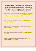 Hunters Safety Quiz &lpar;Actual Quiz 2026&rpar; &vert; All Questions and Correct Answers &vert; Verified Answers &vert; Updated Version