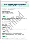 Auto tech final review Questions with  Detailed Verified Answers 