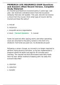 PRIMERICA LIFE INSURANCE EXAM Questions and Answers &lpar;Most Recent Version&comma; Complete Study