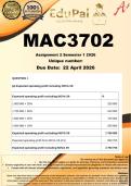MAC3702 Assignment 2 &lpar;COMPLETE ANSWERS&rpar; Semester 1 2026 - DUE 22 April 2026