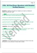 COL 103 Final Exam Questions with Detailed  Verified Answers