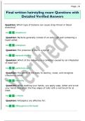 Final written hairstyling exam Questions with  Detailed Verified Answers 