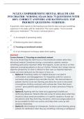 NCLEX Comprehensive Mental Health & Psychiatric Nursing Exam 2025 &vert; 75 Priority Questions with 100&percnt; Correct Verified Answers & Rationales